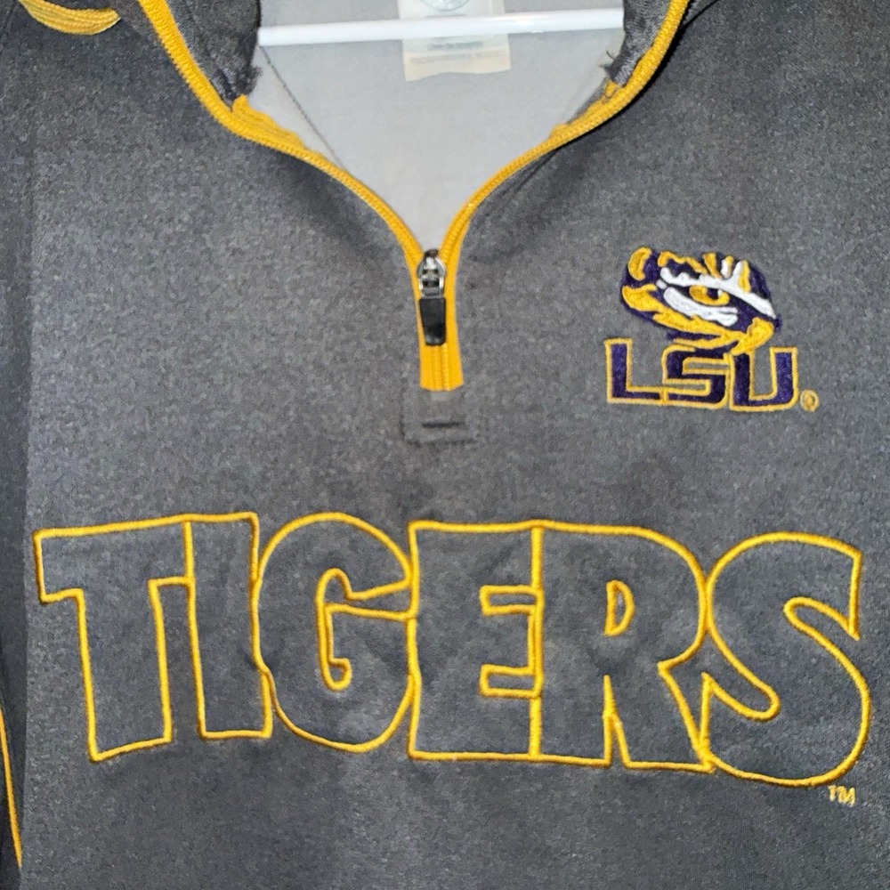 LSU Tigers Rivalry Threads Womens XL 1X Gray Hooded Quarter Zip Pullover